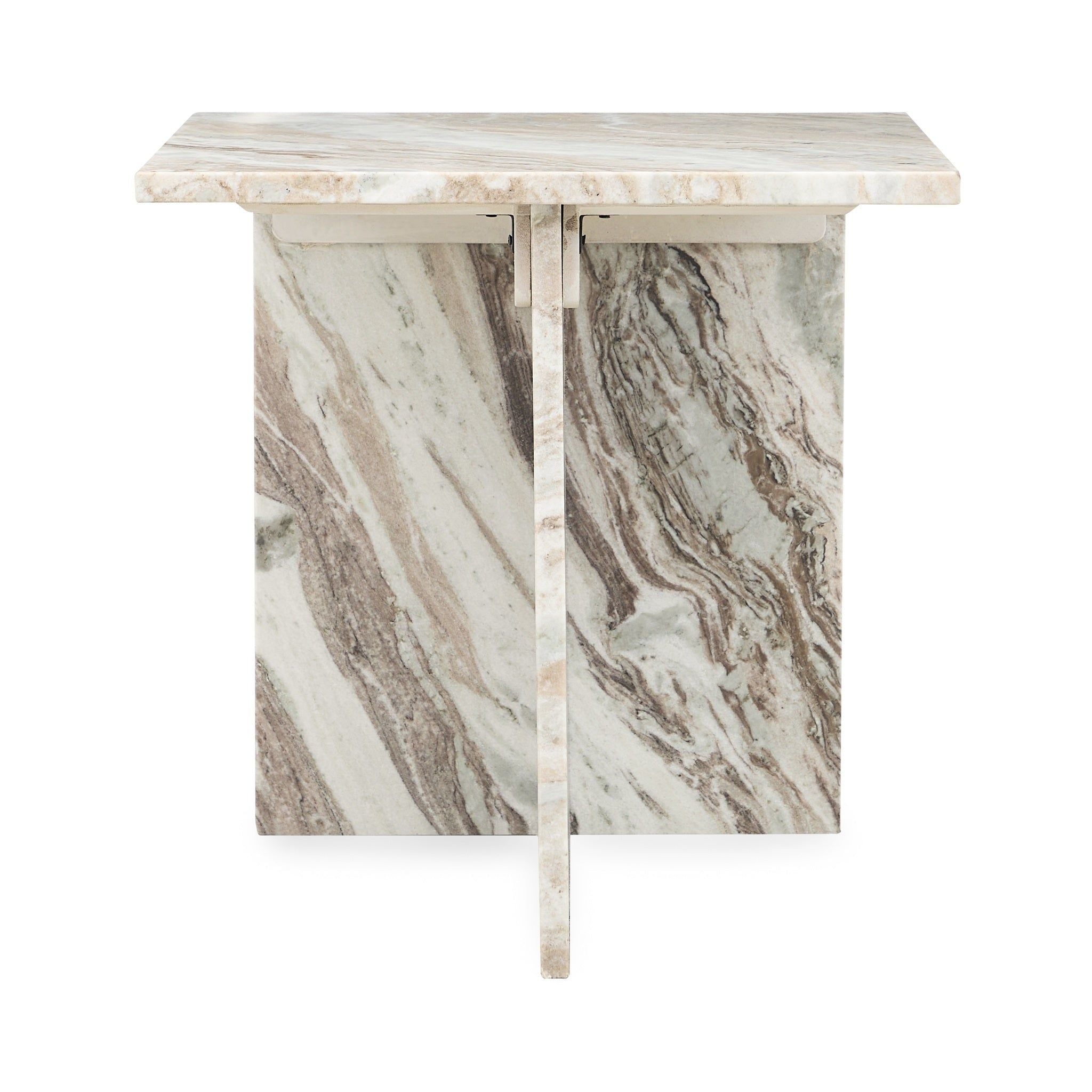 Bexly Modern Marble Square End Table - Stylish Living Room Side Table for Home Decor, Coffee Table, Bedroom Nightstand - Perfect for Small Spaces & Apartment Living