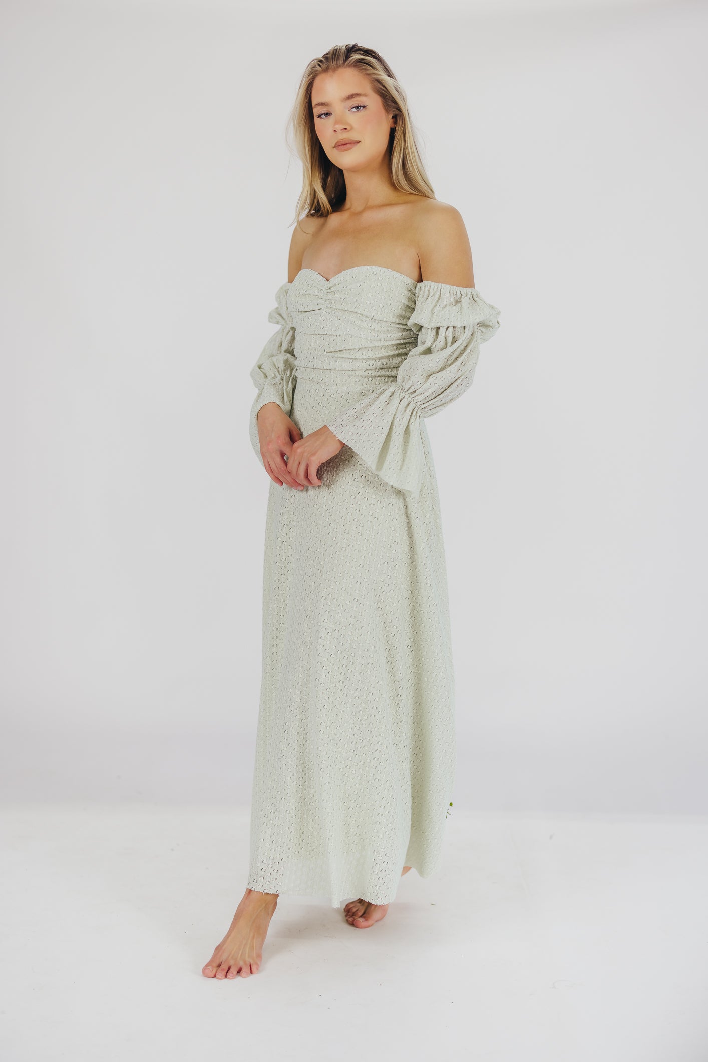Corrine Tiered Sleeve Maxi Dress with Pockets - Bump Friendly Maternity Dress, Inclusive Sizing (S-3XL) in Refreshing Mint Green | Perfect for Baby Showers, Beach Vacations & Summer Weddings