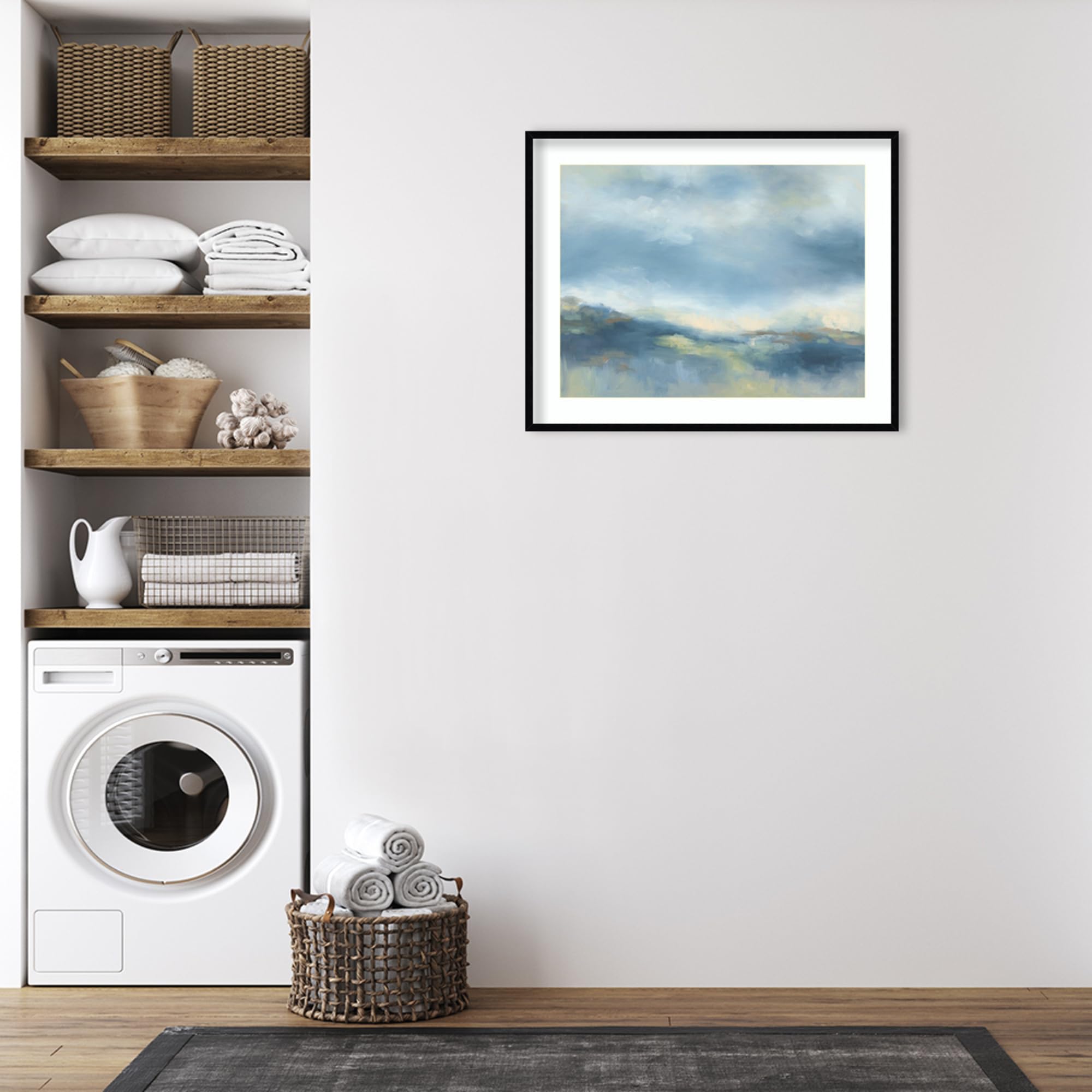 Amanti Art Framed Wall Print - 33x41 Buttermilk Sky Landscape Painting by Danusia Keusder | Modern Contemporary Wall Decor | Large Framed Artwork for Living Room, Bedroom, Office | Perfect Gift for Housewarming & Home Decoration