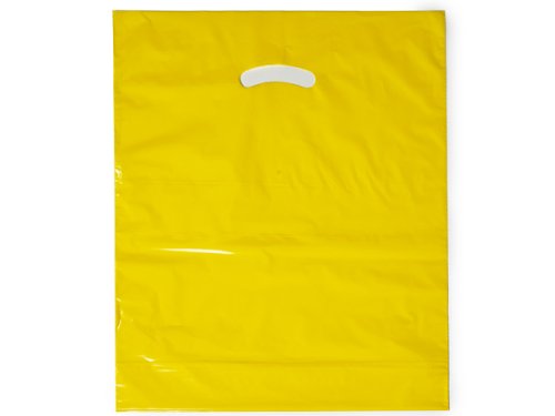 500 Pack Yellow Super Gloss Recycled Plastic Bags 15x18x4 Inches 1.25 Mil Thick - Eco-Friendly Storage & Shipping Bags for Retail, Packaging & Organization