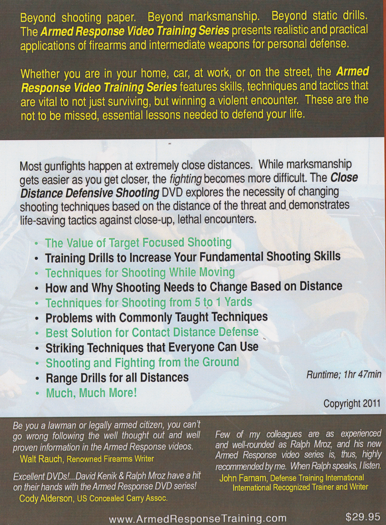 Armed Response: Close Distance Defensive Shooting DVD with David Kenik & Ralph Mroz (Used) - Self Defense Training for Home Protection & Personal Safety