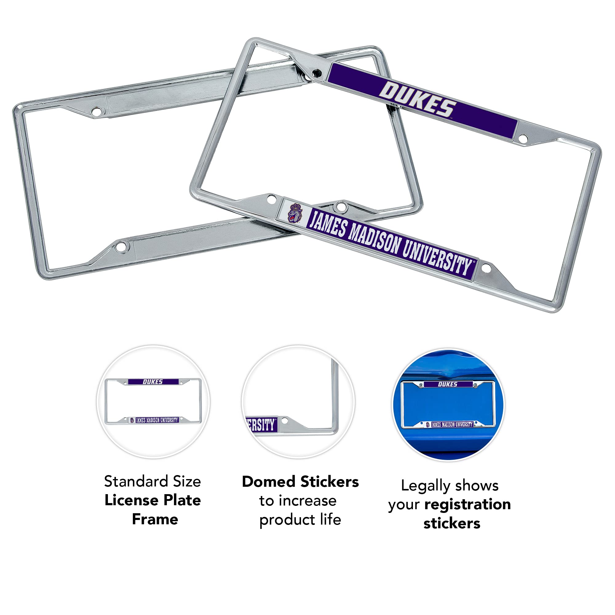 Desert Cactus JMU Dukes Metal License Plate Frame - Car Accessories for Front or Rear Bumper - James Madison University Alumni Gift - Perfect for Tailgating & School Spirit