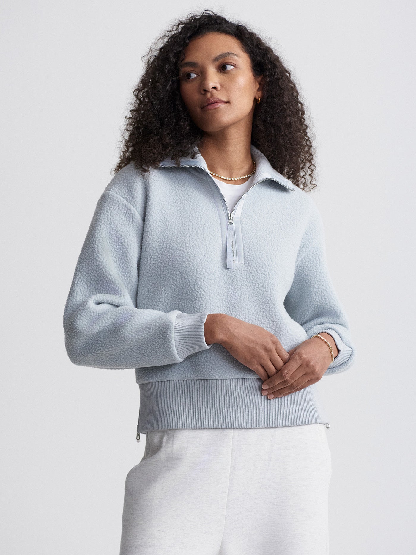 Varley Roselle Half Zip Fleece Pullover - Women's Pearl Blue Soft Warm Fleece Jacket for Outdoor Hiking, Camping & Casual Wear