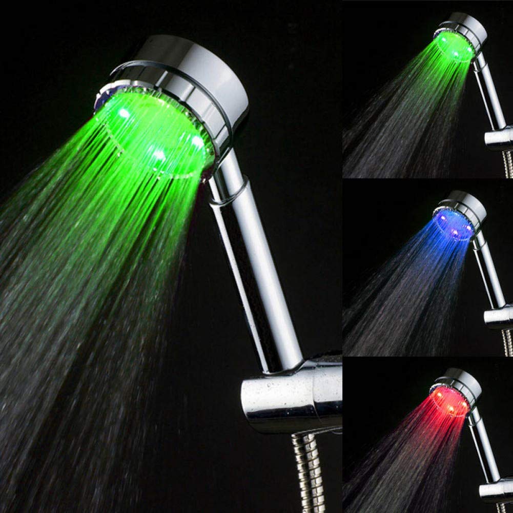 ZXY-NAN LED Handheld Shower Head with Temperature Sensor - 3 Color Changing Light, Bathroom Shower Fixture for Relaxing Spa-Like Experience at Home