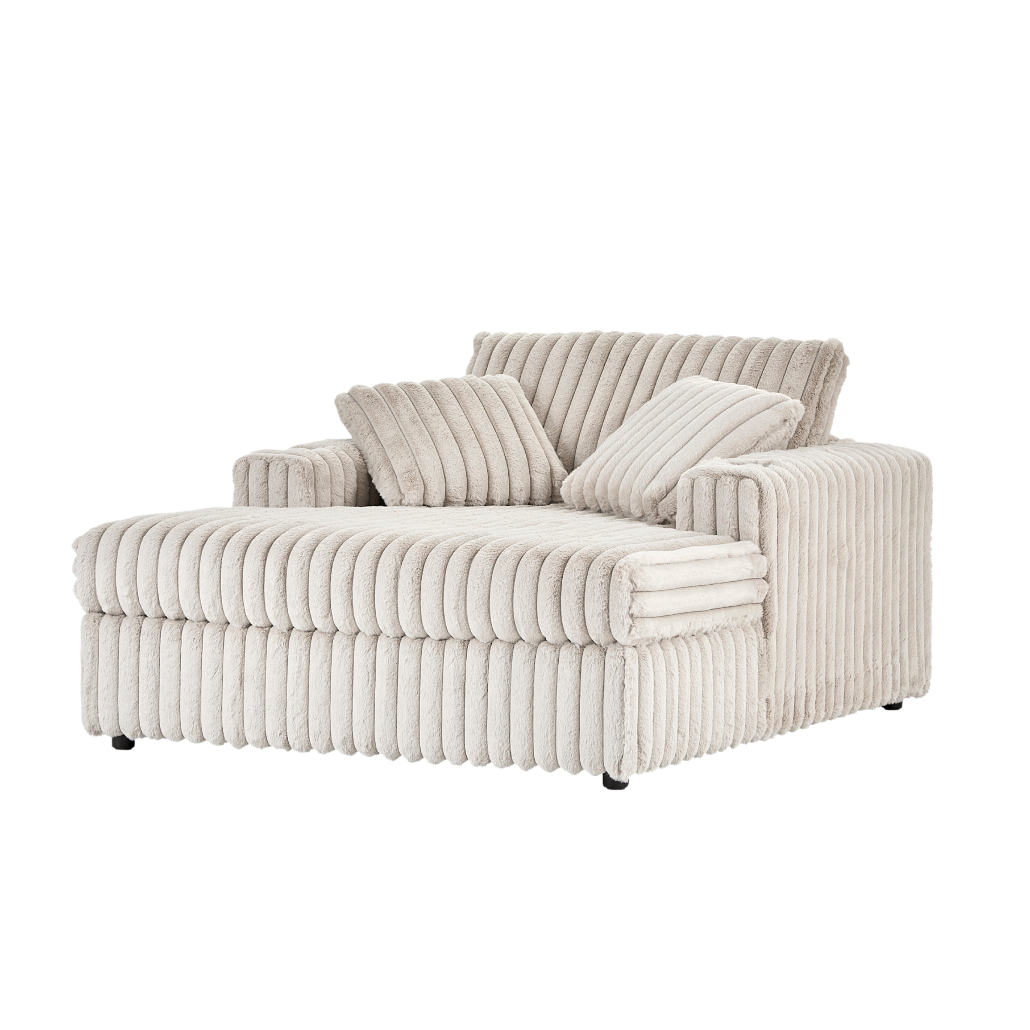 Roundhill Furniture Belvoir Oversized Cuddle Chaise with Cup Holders - Plush Comfort for Living Rooms, Bedrooms & Home Theaters - Perfect for Lounging, Relaxing and Movie Nights