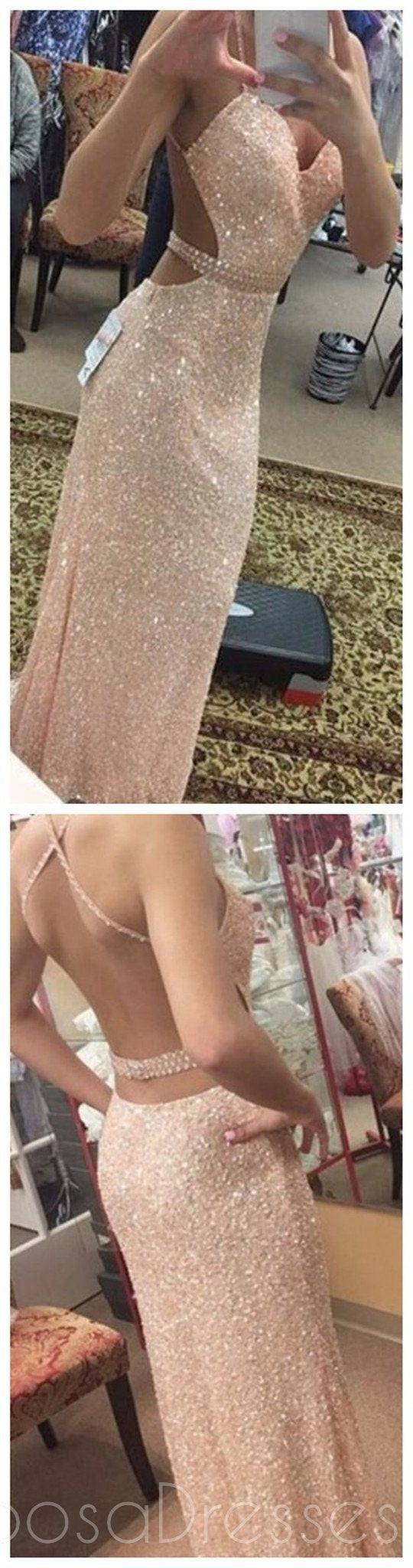 Sexy Backless Prom Dress with Sequins, Mermaid Style Long Evening Gown with Spaghetti Straps - Perfect for Homecoming, Prom Night, and Formal Events (PD0051)