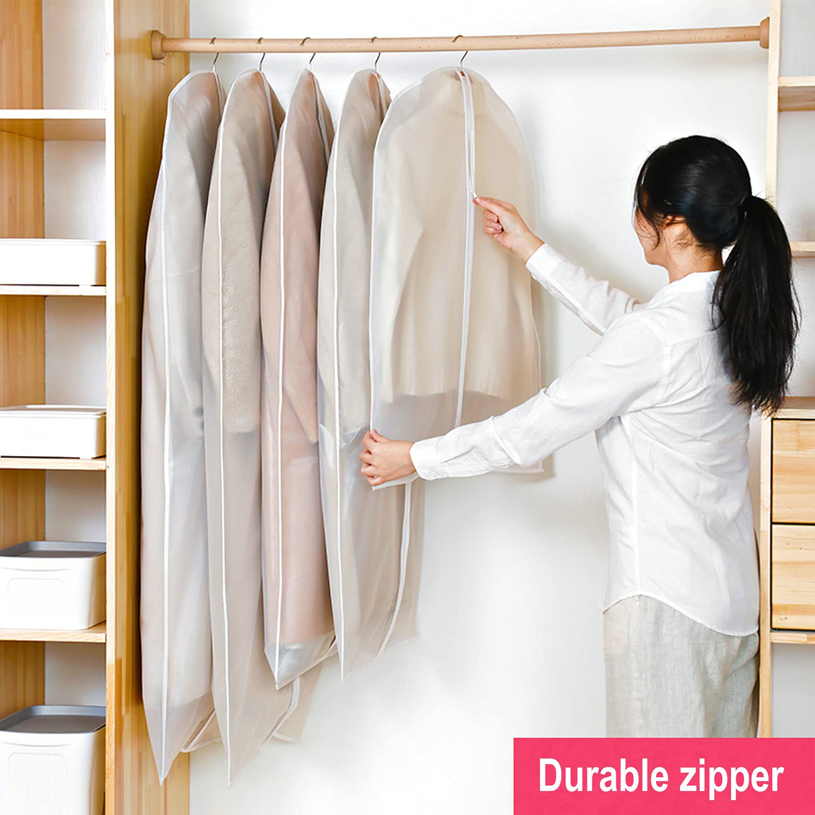 Fangkun 6-Pack Clear Garment Bags with Full-Length Zipper - 24