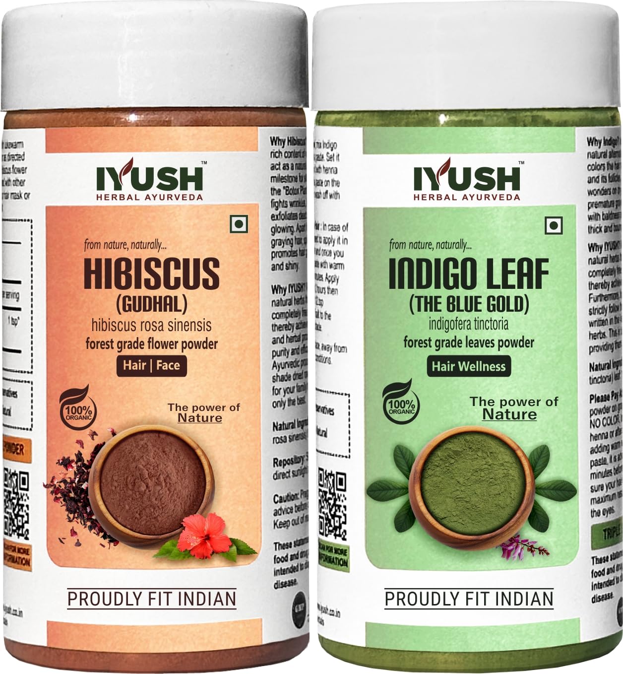 Organic Indigo Powder & Hibiscus Powder for Hair Growth & Color – 500g Ayurvedic Herbal Treatment | Natural Hair Volume Booster & Facial Care | Perfect for DIY Hair Dye & Natural Beauty Routines