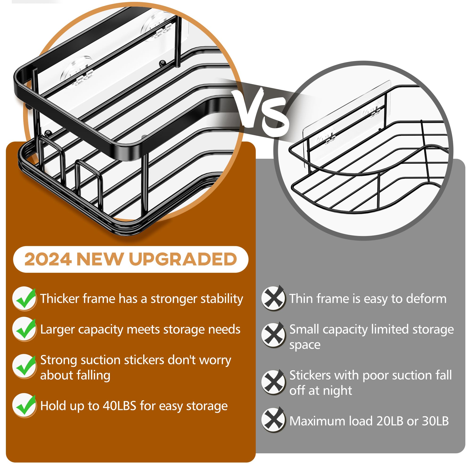 MAXIFFE 3-Pack Shower Caddy Organizer - Rustproof Corner Shelves & Storage Rack for Bathroom, Countertop & Shower Accessories - Space Saving Home Decor Set in Black (Perfect for Small Bathrooms & Apartment Showers)