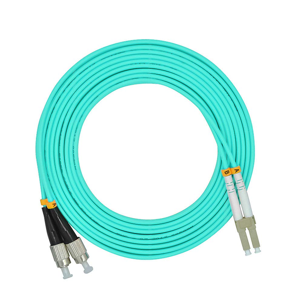 10G OM3 Multi-Mode Fiber Optic Patch Cable LC to FC Duplex 50/125 - 100 Meters (328ft) for Data Centers, Server Rooms & High-Speed Network Connections