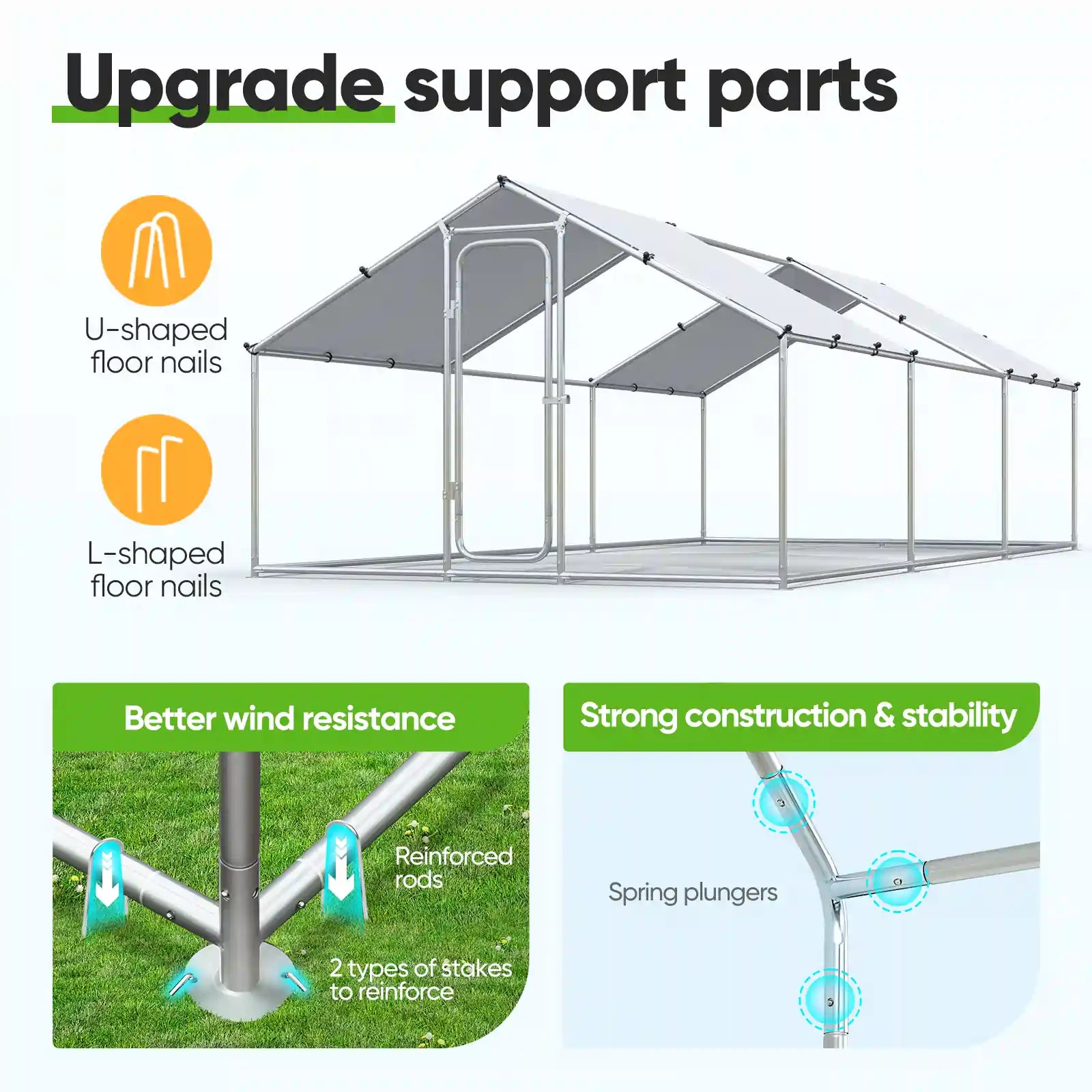 Large Metal Chicken Coop Run - Durable Outdoor Poultry Pen for Hens & Roosters - Perfect for Backyard Farming & Free Range Chicken Keeping