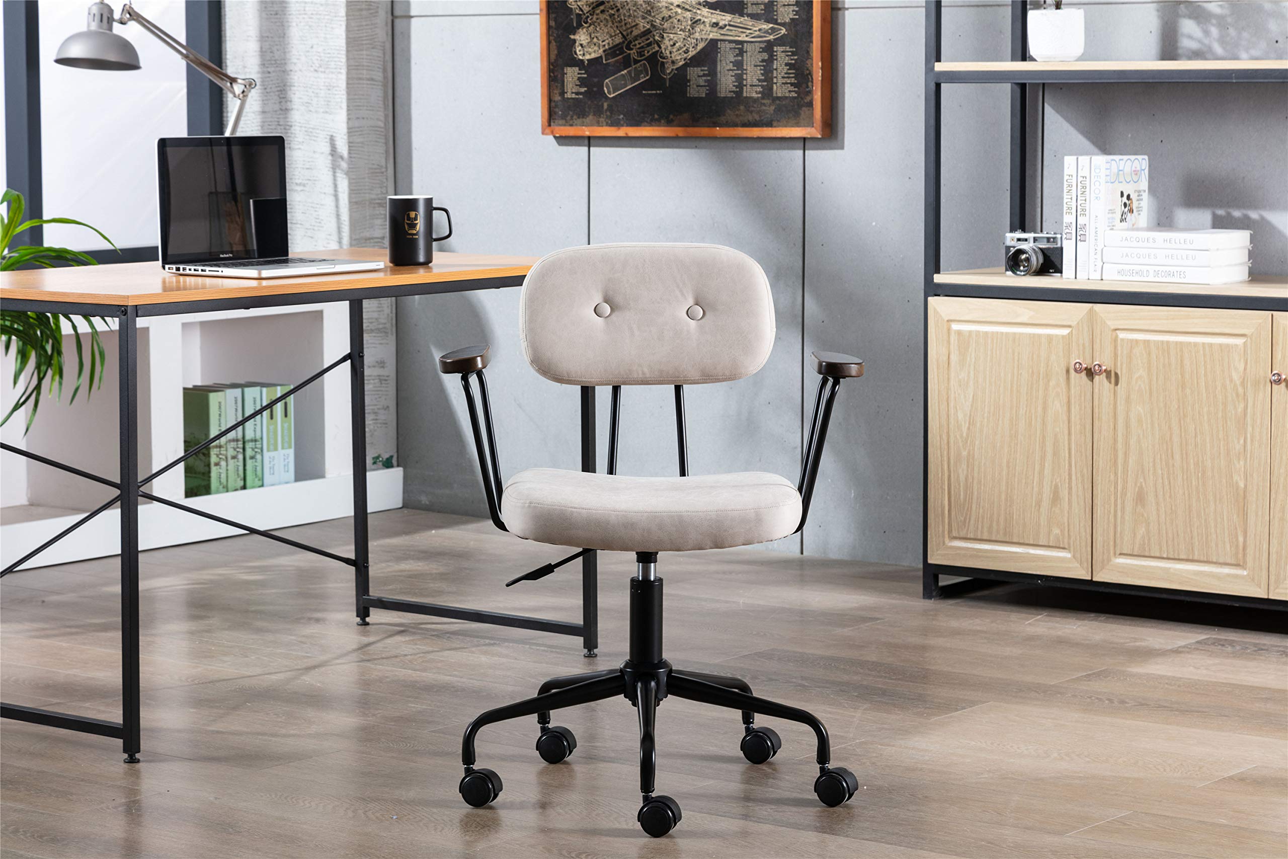 Ergonomic Modern Task Chair - Adjustable Height Swivel Office Chair for Home & Office, Comfortable Desk Chair for Living Room, Bedroom & Workspace (Beige) - Perfect for Remote Work, Study & Relaxation