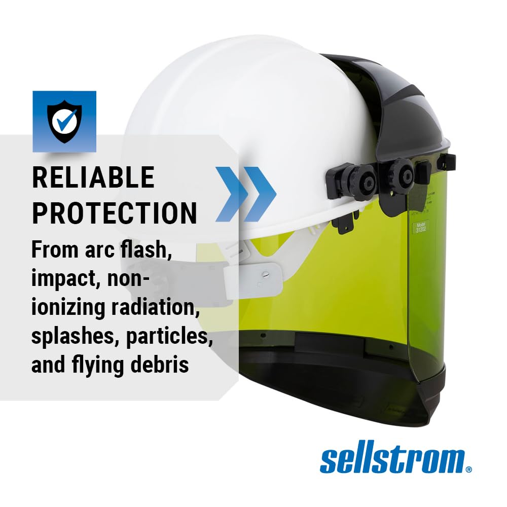 Sellstrom Full Face Shield Mask with Hard Hat - ANSI Z87.1 Certified Arc Flash Rated Safety Face Shield for Grinding, Welding & Industrial Work - Perfect for Construction, Metalworking & Hazardous Work Environments