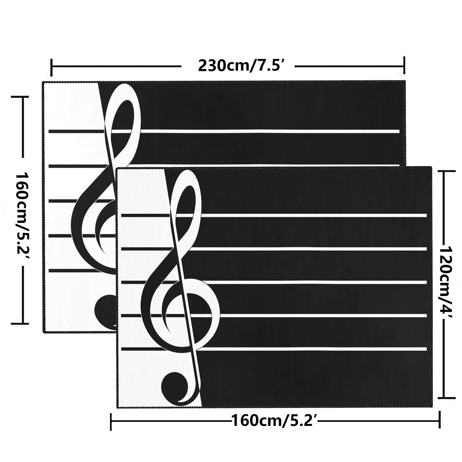 Premium Treble Clef Music Note Non-Slip Area Rug - 5.2'x7.5' Soft Floor Mat for Bedroom, Living Room & Home Decor - Perfect for Music Lovers, Studios & Cozy Spaces