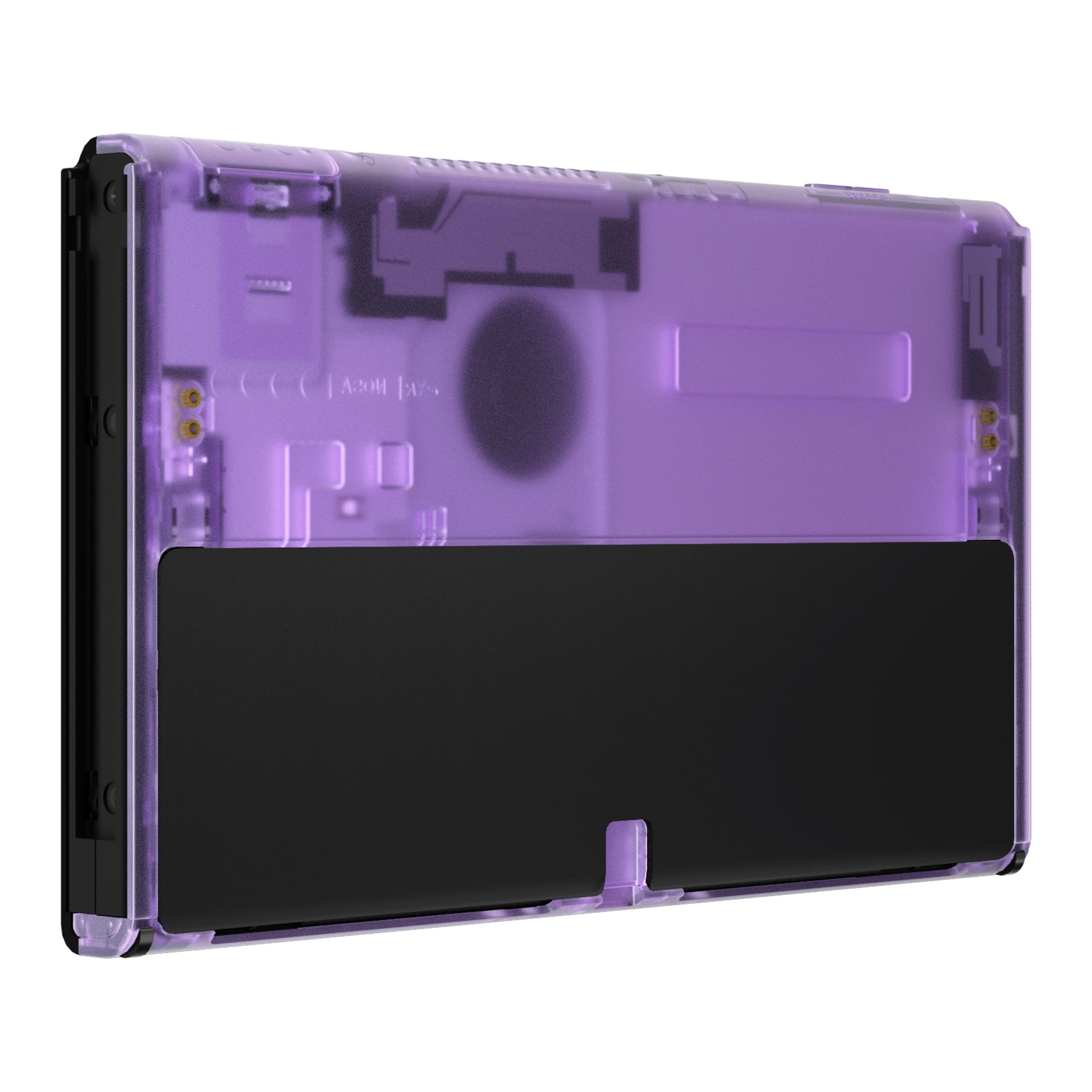 eXtremeRate Clear Atomic Purple Replacement Back Plate Shell for Nintendo Switch OLED Console - DIY Housing Case (JoyCon & Kickstand Not Included) - Perfect for Gaming Enthusiasts & Custom Mods - BNSOM5002