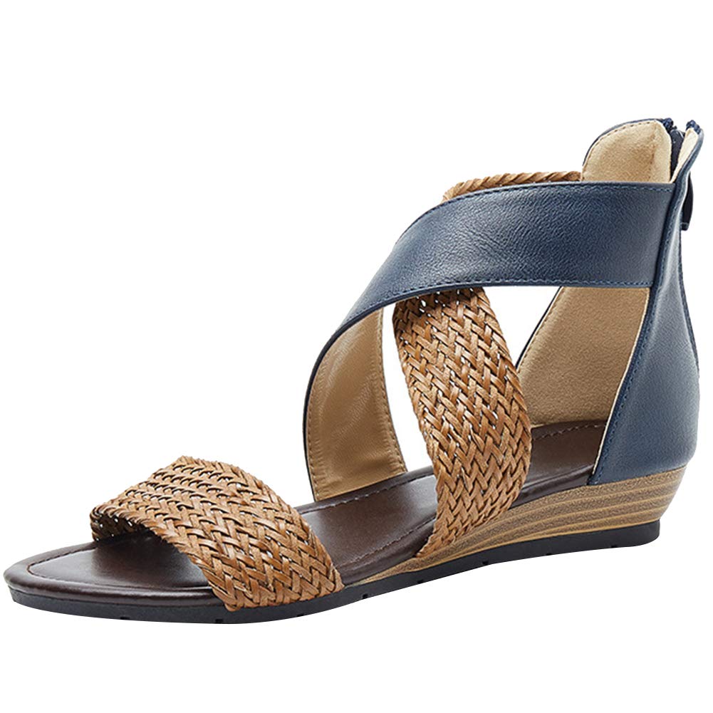 Women's Open Toe Gladiator Sandals - Criss Cross Strap Summer Sandals for Beach, Vacation & Casual Outfits | Rismart Comfortable Walking Shoes