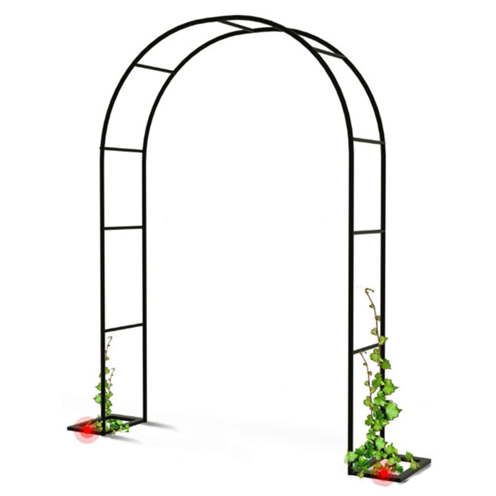 DFVV Wrought Iron Garden Arch with Base - Customizable Size for Climbing Roses, Wedding & Party Decorations - Perfect for Outdoor Gardens, Vineyards, and Event Backdrops