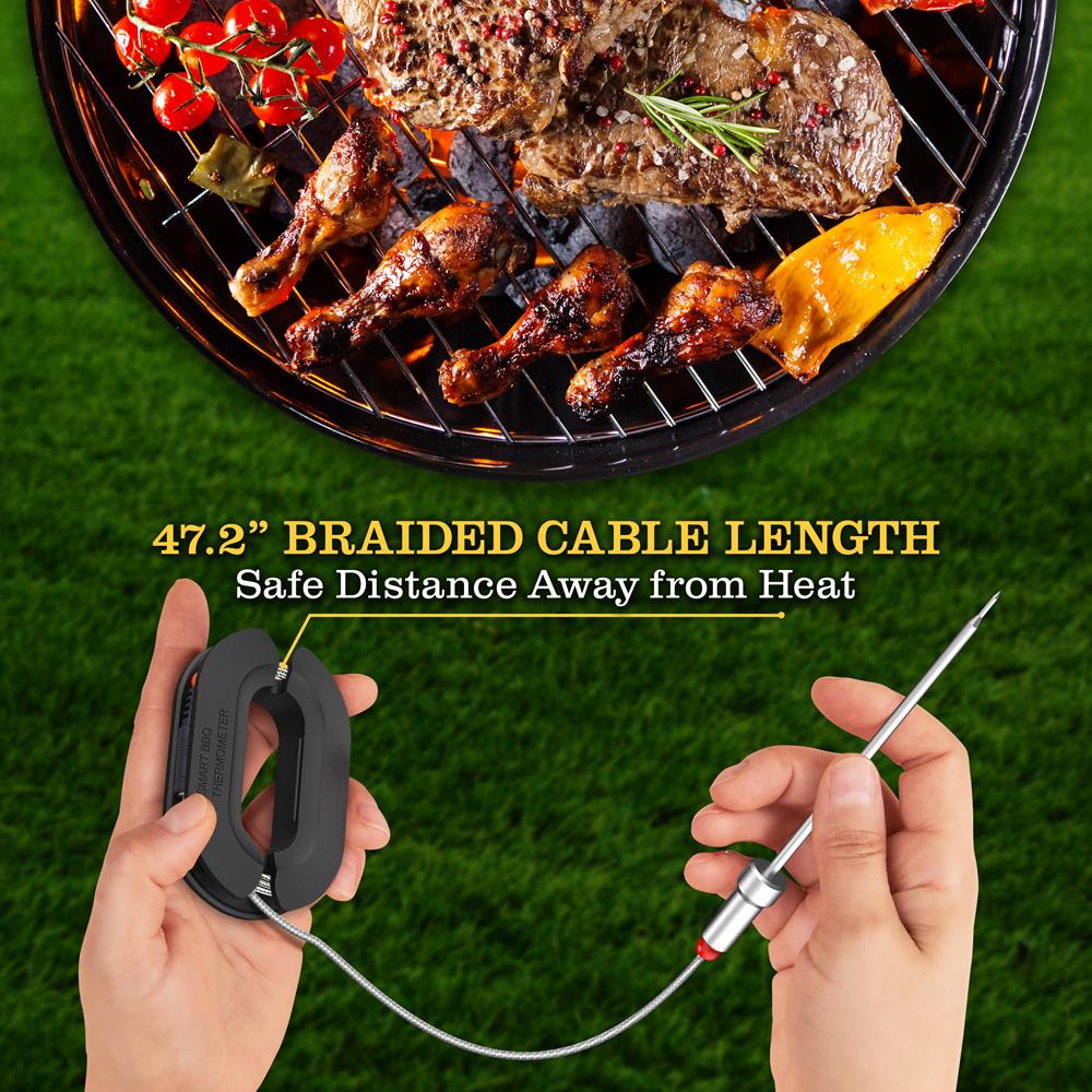 Wireless Bluetooth BBQ Digital Meat Thermometer - Waterproof Instant Read Food Thermometer for Grilling, Smoking, Cooking & Baking - Perfect for Outdoor BBQ, Kitchen & Camping