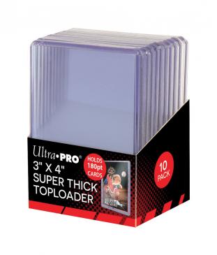 Ultra Pro 3x4 Inch Super Thick 180pt Clear Card Protector Toploaders - 10 Pack for Trading Cards, Sports Cards, and Collectibles - Perfect for Storage, Display, and Protection