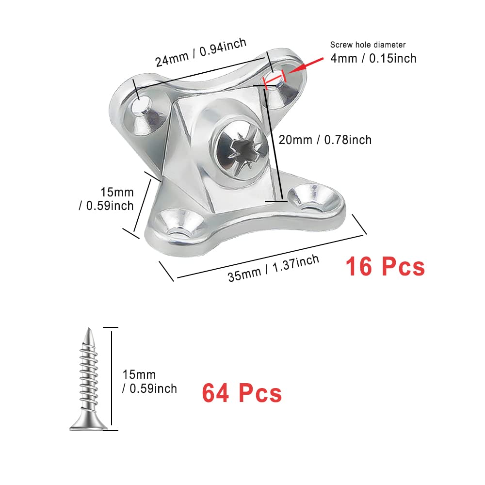 16-Piece Detachable Corner Brace Set with Butterfly Clamp Connectors, Zinc Alloy Angle Brackets for Wooden Chairs, Furniture & Tables (Includes 64 Screws) - Perfect for DIY Home Projects, Furniture Repair, and Woodworking Reinforcement