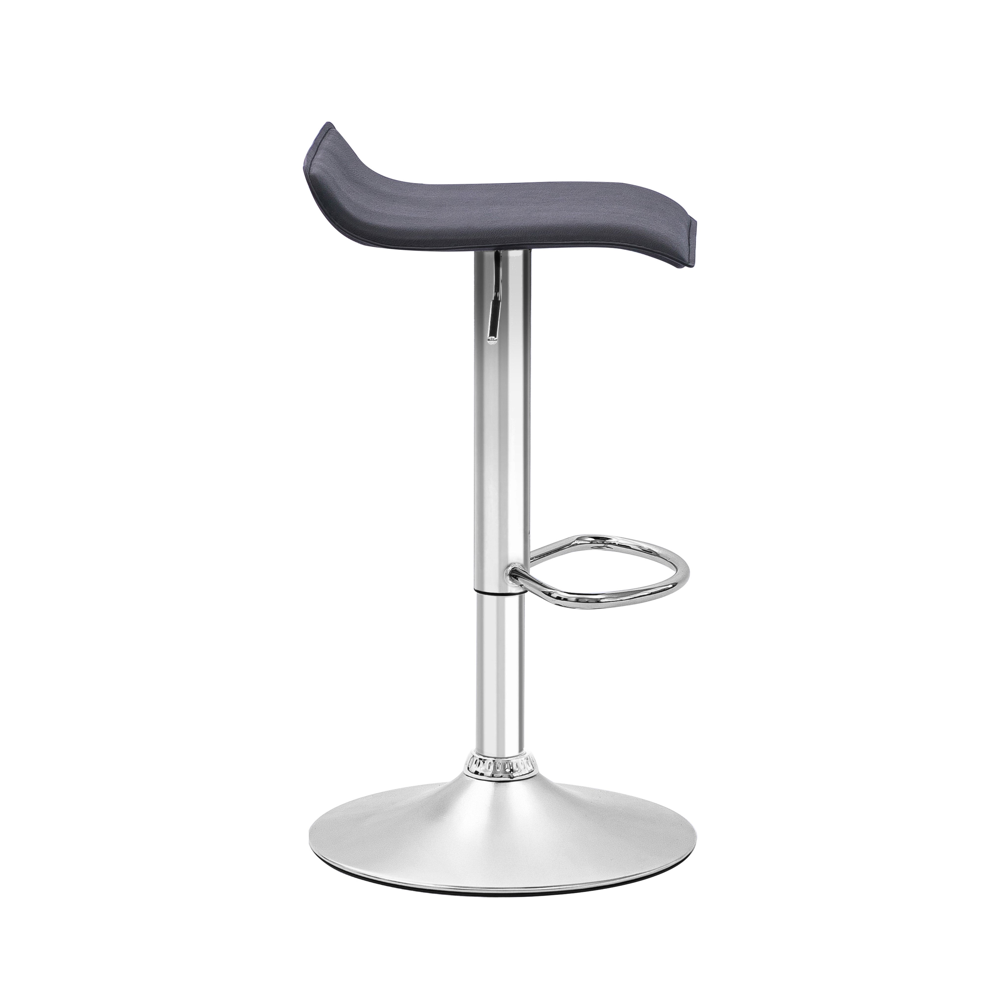 Urban Style Set of 4 Craig Adjustable Height Bar Stools with Gas Lift Mechanism - Chrome & Black Modern Kitchen Counter Stools for Dining Room, Bar or Breakfast Nook