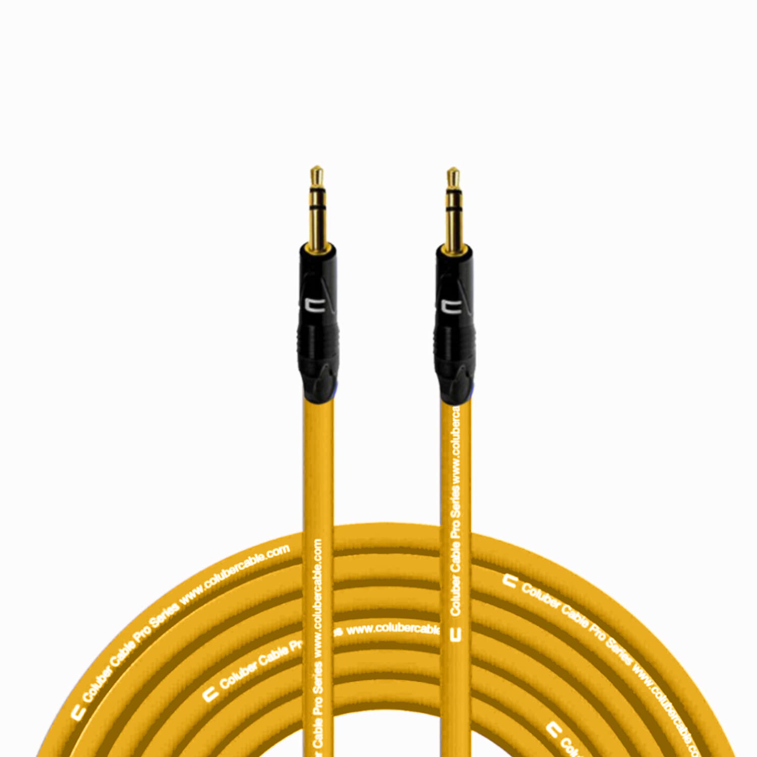 COLUBER CABLE 50ft Yellow 3.5mm TRS Male to TS Male Audio Cable - Professional 3-Pin Microphone Connector for Powered Speakers, Audio Interfaces & Mixers - Perfect for Live Performances, Studio Recording & DJ Setups
