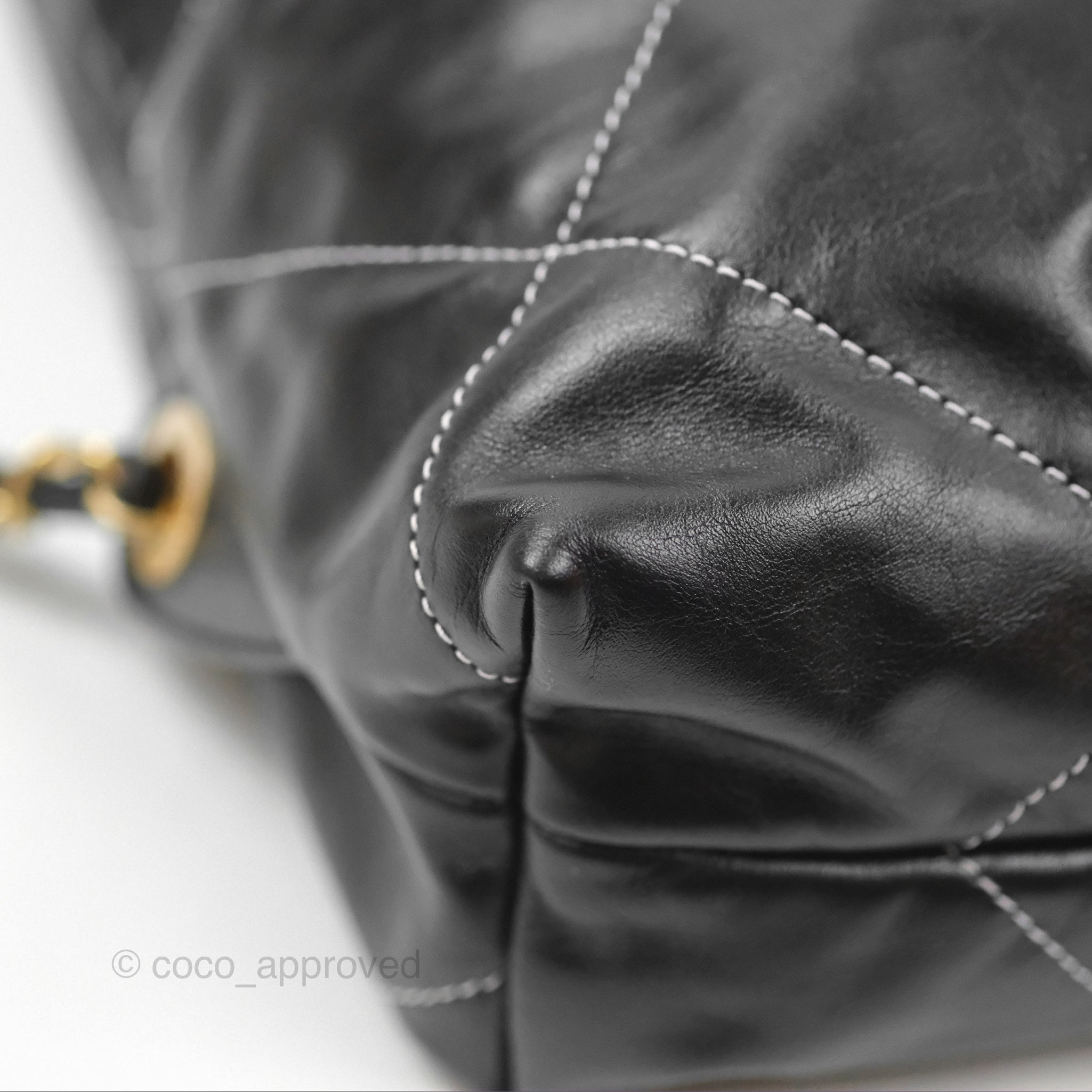 Chanel 22 Medium Shiny Calfskin Quilted Backpack Black | Luxury Designer Backpack for Women | Perfect for Work, Travel & Everyday Use