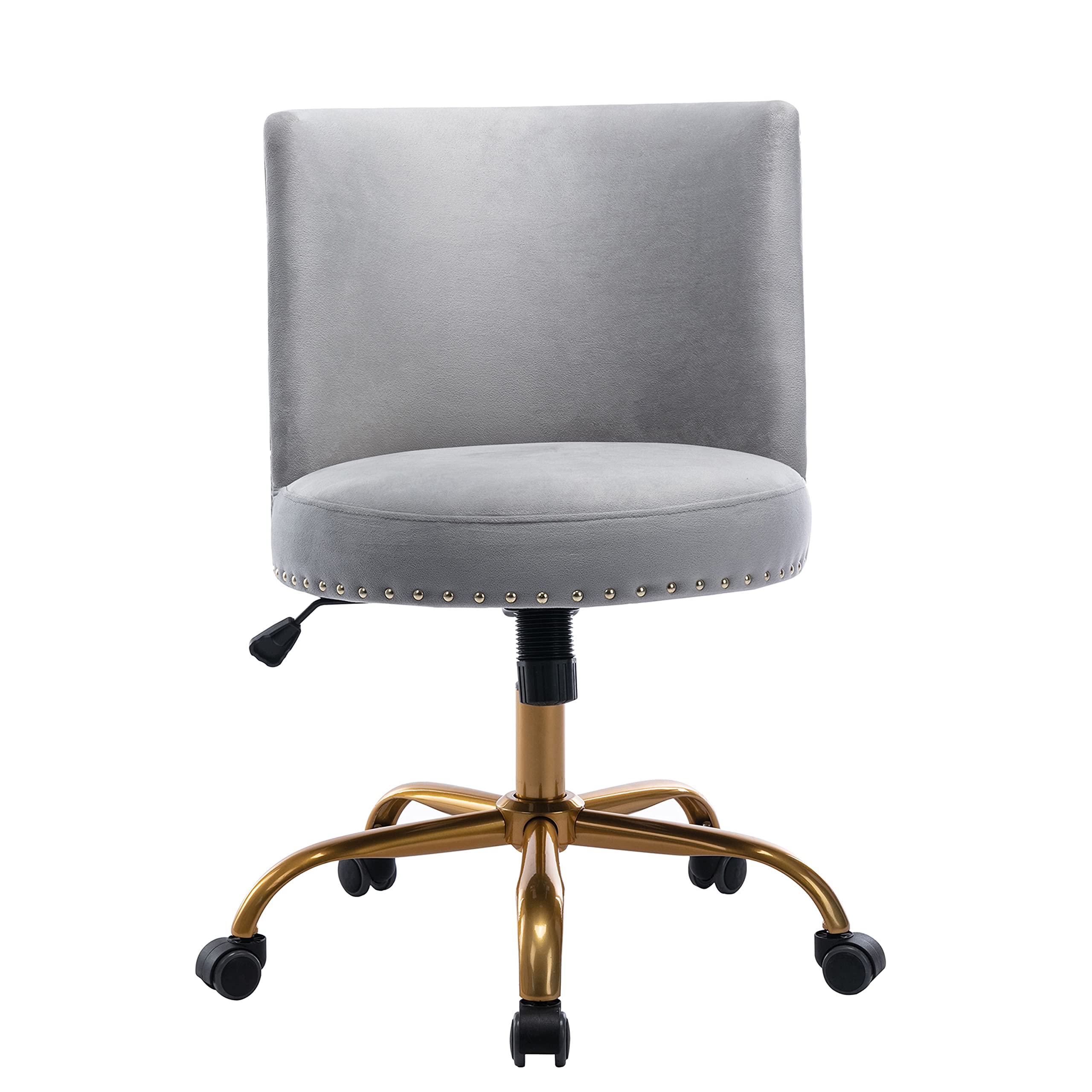 Modern Velvet Swivel Office Chair - Ergonomic Home Office Desk Chair with Tilt Function for Computer Work, Study & Gaming - Stylish Accent Chair for Living Room, Bedroom & Workspace (Grey)