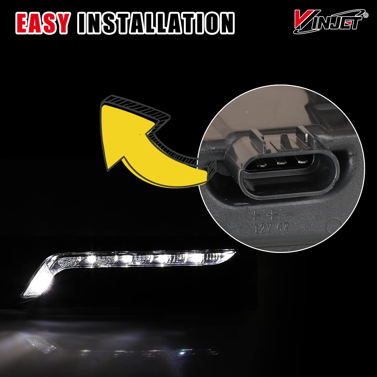 Winjet LED Fog Light Kit - OEM Replacement for 2014-2020 Chevy Impala - Smoke Lens Fog Lamps with Bezel, Wiring & Switch - Enhanced Visibility for Night Driving & Bad Weather Conditions