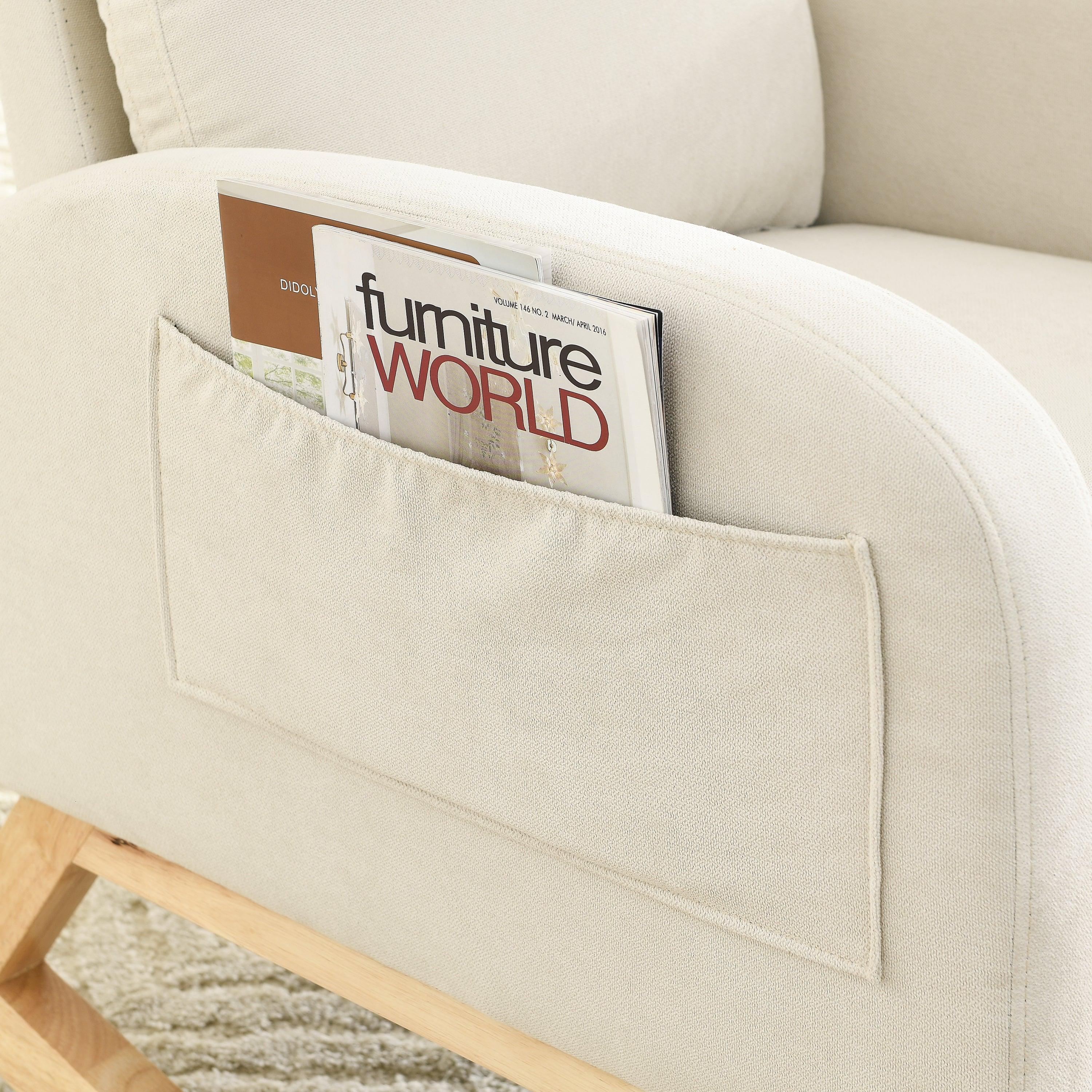 27.6W Modern Accent High Backrest Rocking Chair with Side Pockets - Comfortable Lounge Armchair for Living Room, Bedroom & Nursery - Perfect for Relaxing, Reading & Nursing