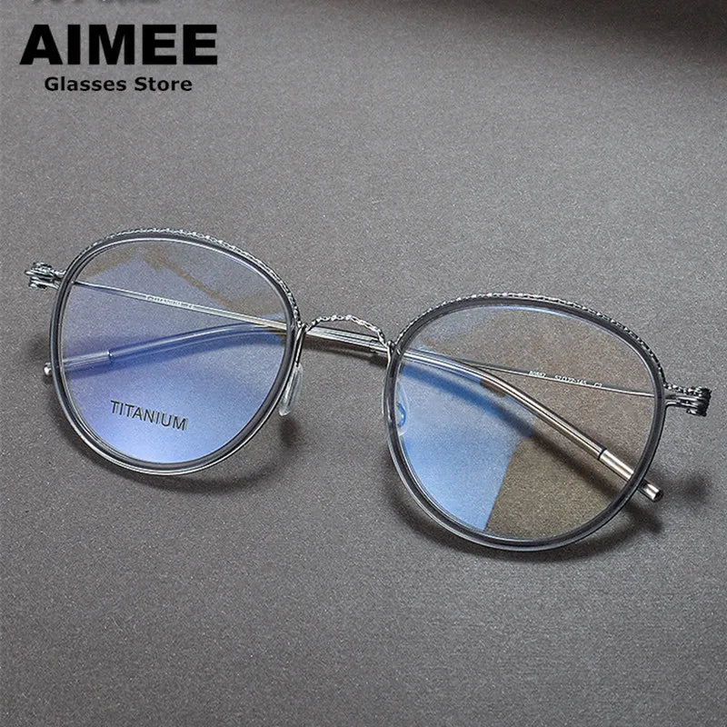 Aimee Unisex Full Rim Oval Titanium Acetate Eyeglasses 4622 - Lightweight & Durable Frame for Men & Women - Perfect for Reading, Working & Daily Wear