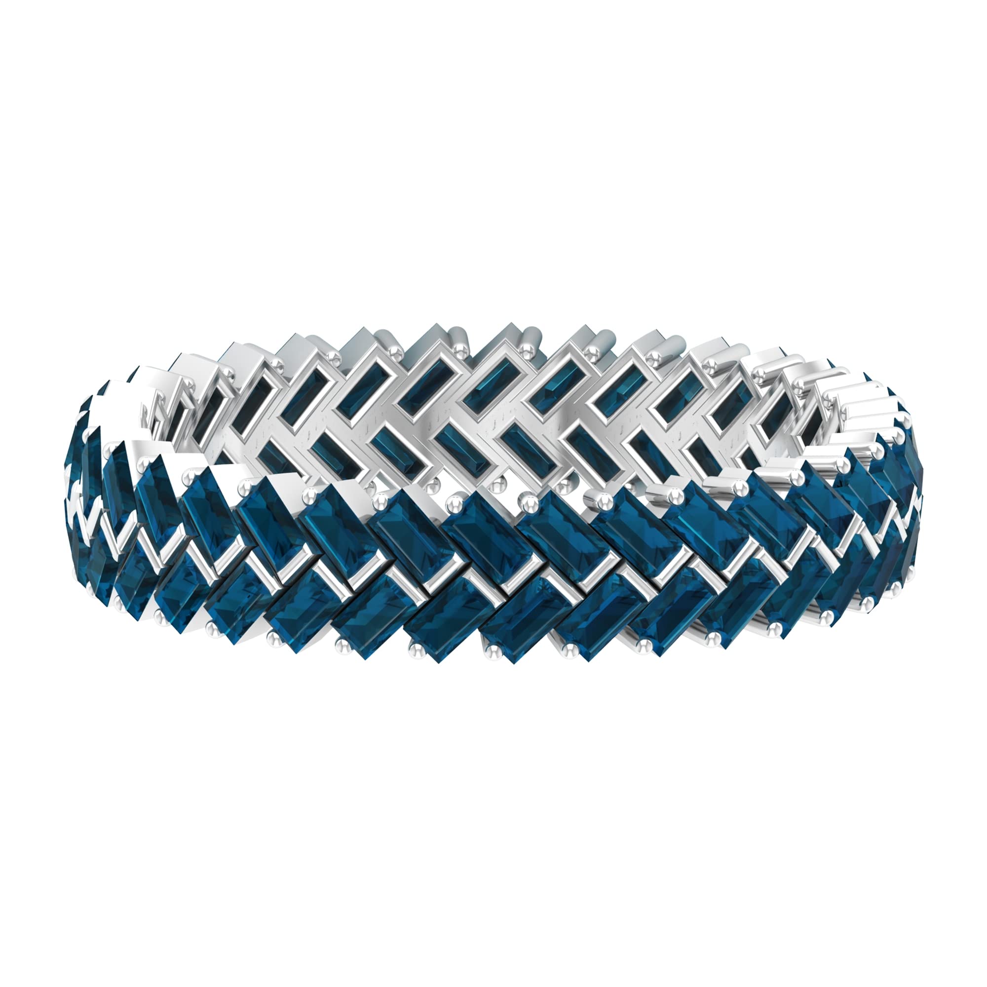 1.50 CT London Blue Topaz Eternity Ring for Women - 14K Solid Gold Braided Wedding Band, Anniversary Gift, Stackable Ring for Everyday Wear & Special Occasions