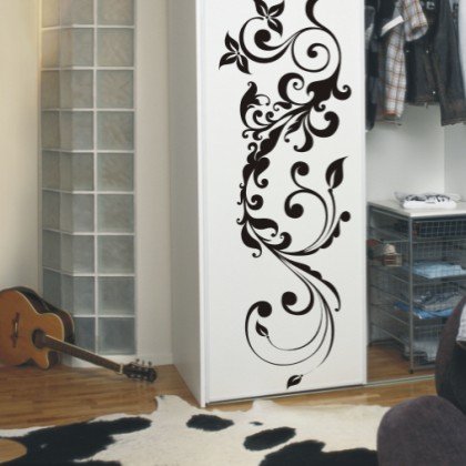 INDIGOS UG W439 Flower Plant Wall Sticker - Brown Decal for Home, Office, and Nursery Decor