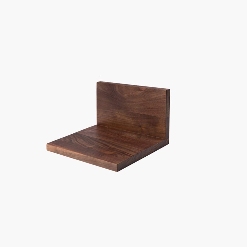 QFFL Floating L-Shaped Wall Shelf - Walnut Wood Storage Display Shelf for Living Room, Bedroom, Bathroom & Kitchen (25x23x15cm) - Perfect for Home Decor, Organizing Essentials & Displaying Collectibles