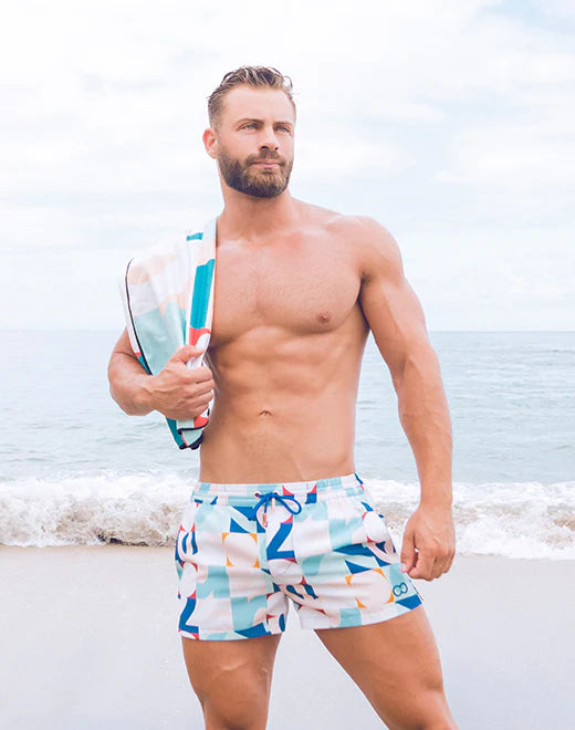 2eros Insignia 3 Swim Shorts for Men - Quick Dry Blue Swim Trunks with UPF Protection - Perfect for Beach, Pool & Summer Vacations