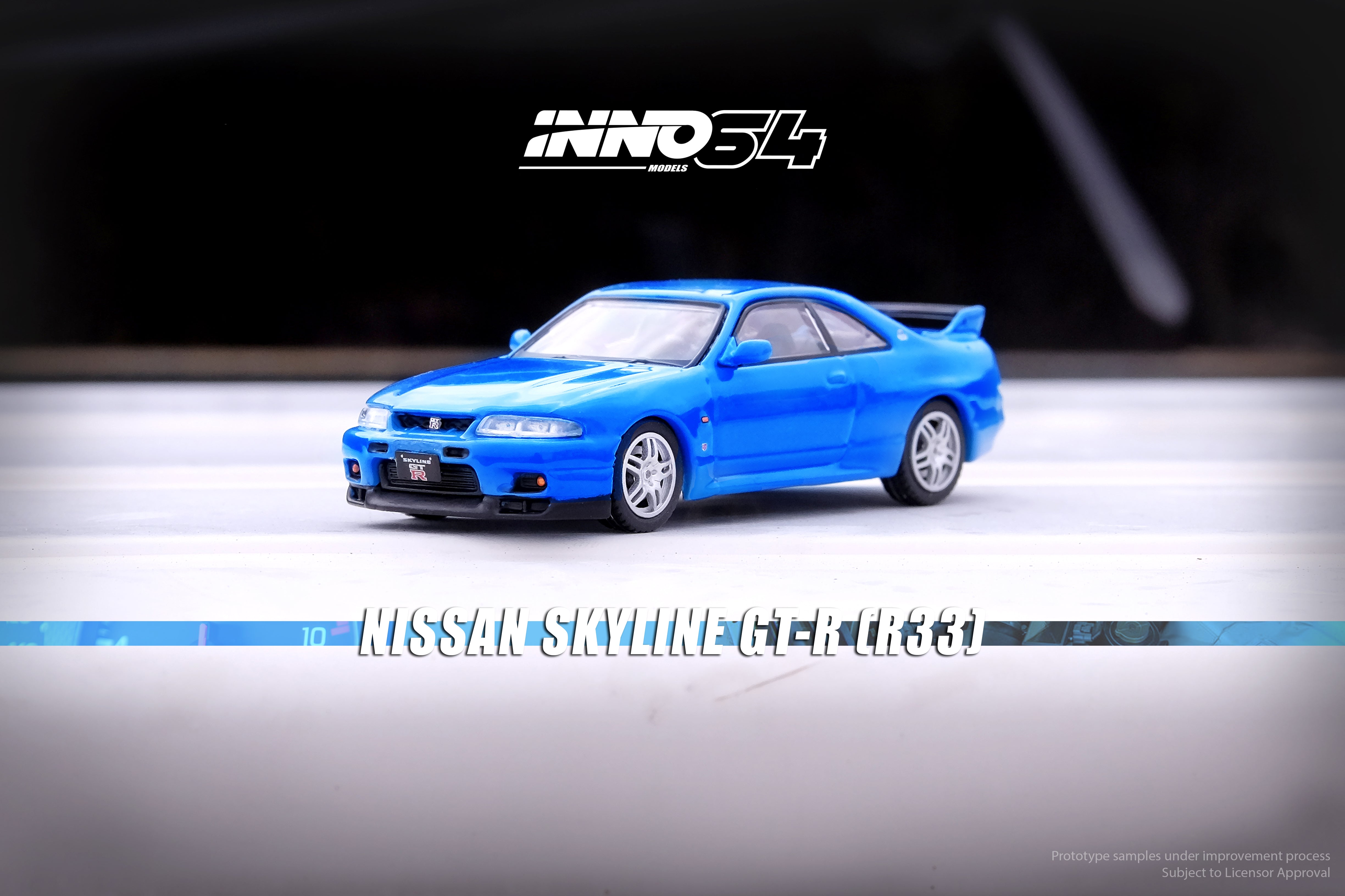 INNO64 1:64 Scale Nissan Skyline GT-R R33 Diecast Model Car - Championship Blue - Collectible Miniature Vehicle for Display, Racing Diorama & Car Enthusiast Gifts