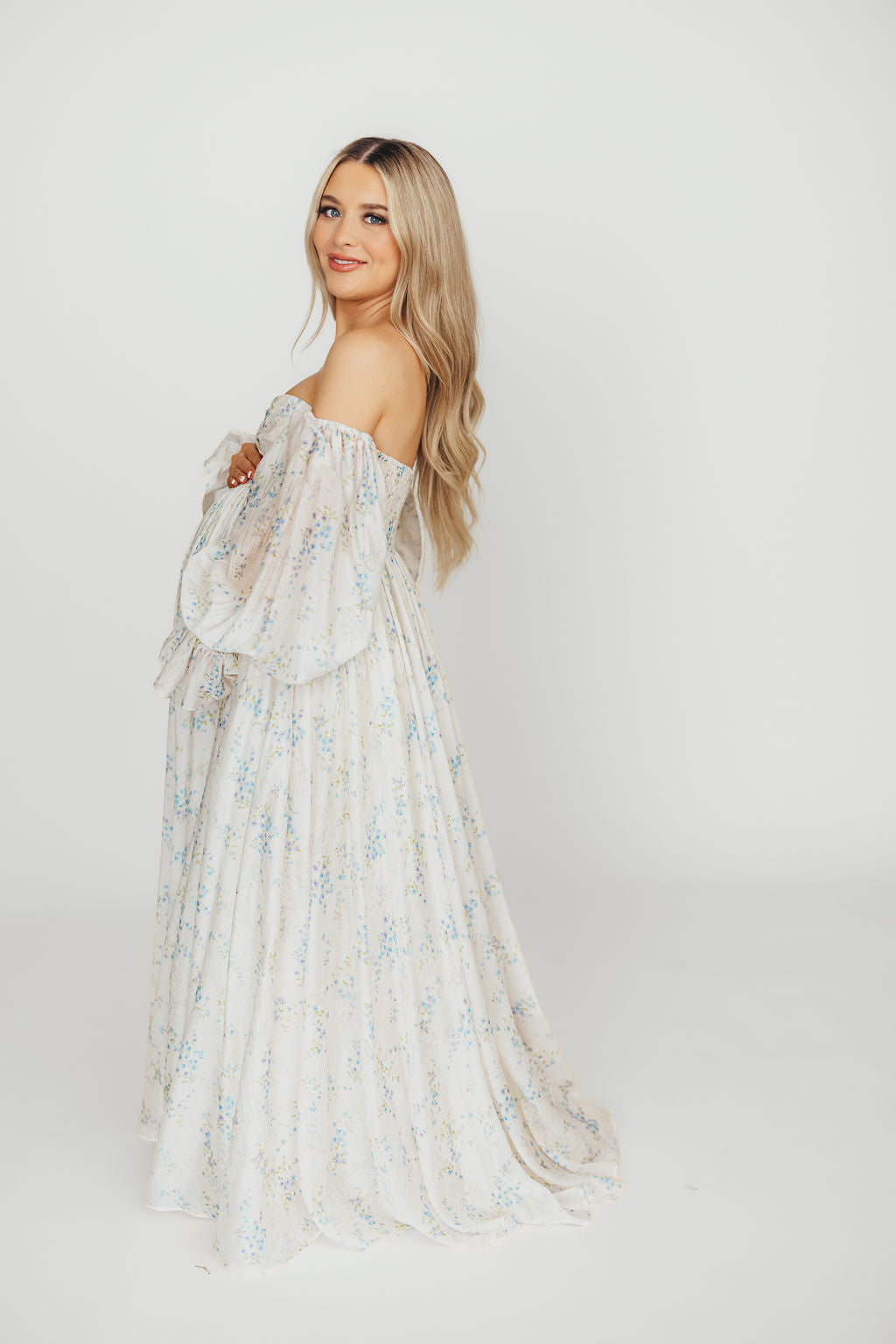 Dear Skye Floral Dress in Blue - Elegant Summer Maxi Dress with V-Neck & Flowy Skirt | Perfect for Beach Vacations, Weddings & Date Nights (Pre-Order Available)