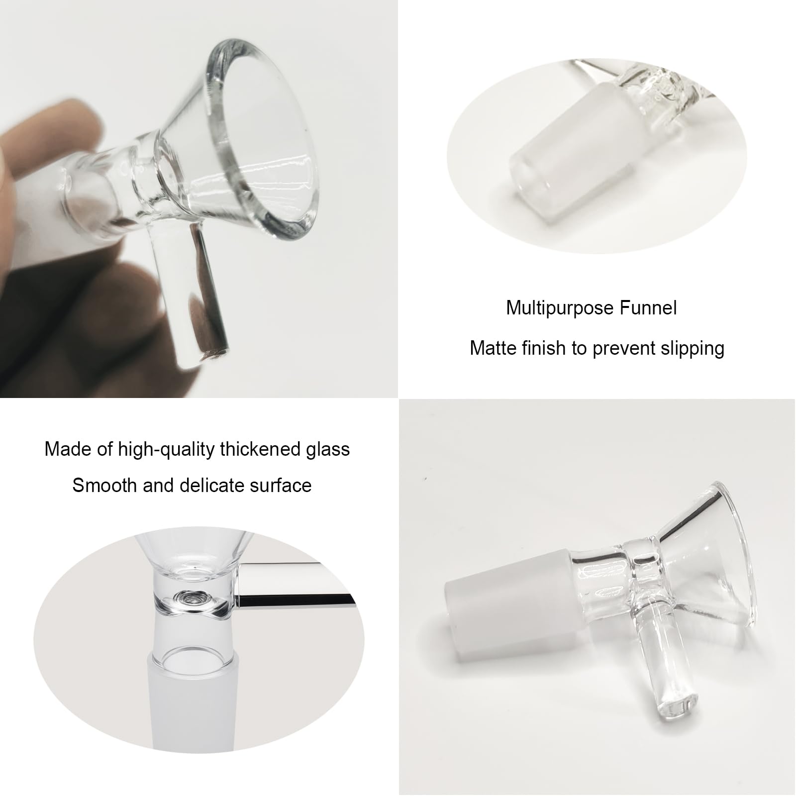 Vibeco 12 Pack 14mm Glass Funnels with Handle - Clear Lab Funnel for Chemistry, Essential Oils, Bottles & Home Brewing - Durable Multipurpose Kitchen & Scientific Glassware