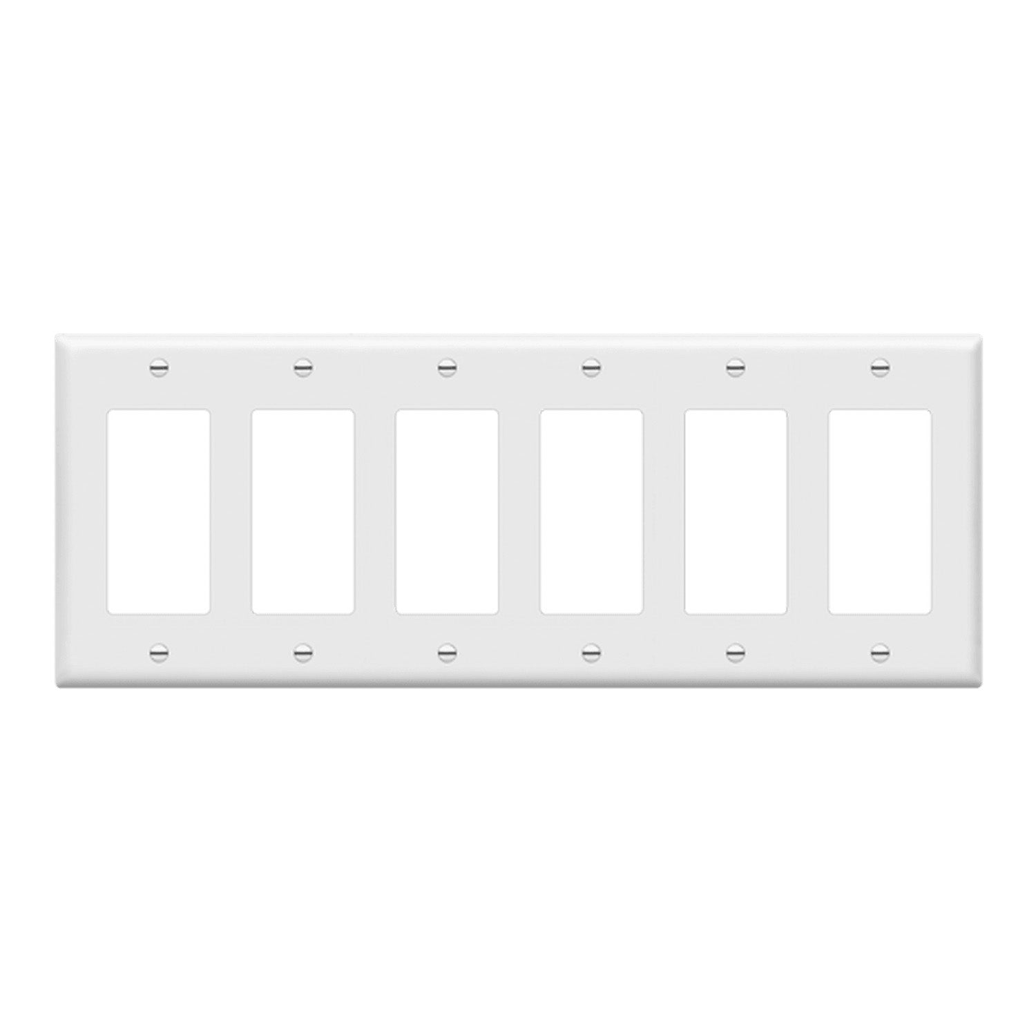 6 Gang Decorator Rocker Wall Plate - White Electrical Outlet Cover for Home & Office | Durable & Stylish Switch Plate for Living Room, Bedroom, Kitchen