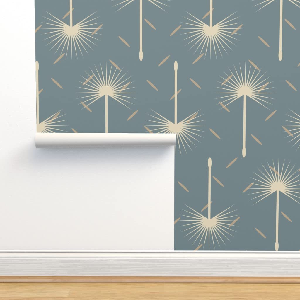 Dandelion Seeds Summer Neutral Botanical Peel & Stick Wallpaper Swatch - Removable Custom Wallpaper by Spoonflower | Perfect for Bedroom, Nursery & Home Decor