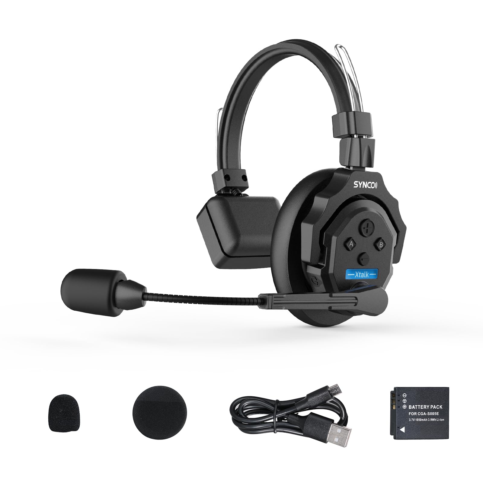 SYNCO XTALK X1 Wireless Intercom Headset - 2.4GHz Full Duplex Communication Headset with 20H Battery Life & 350M/1148FT Range - Ideal for Construction, Warehouse, Security, and Outdoor Team Communication