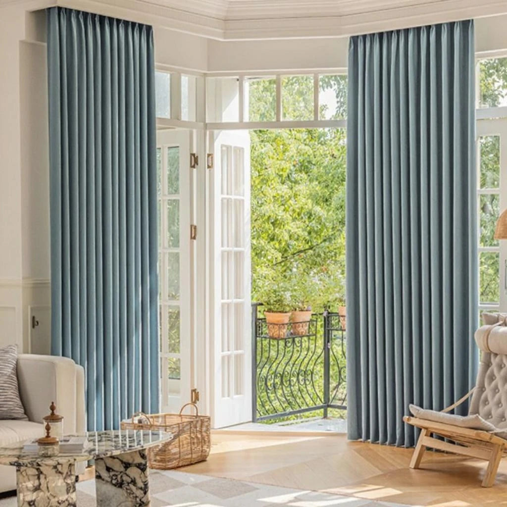 Isla Jacquard Textured 100% Blackout Custom Curtains for Bedroom & Living Room - Noise Reducing Thermal Insulated Window Drapes for Home Decor