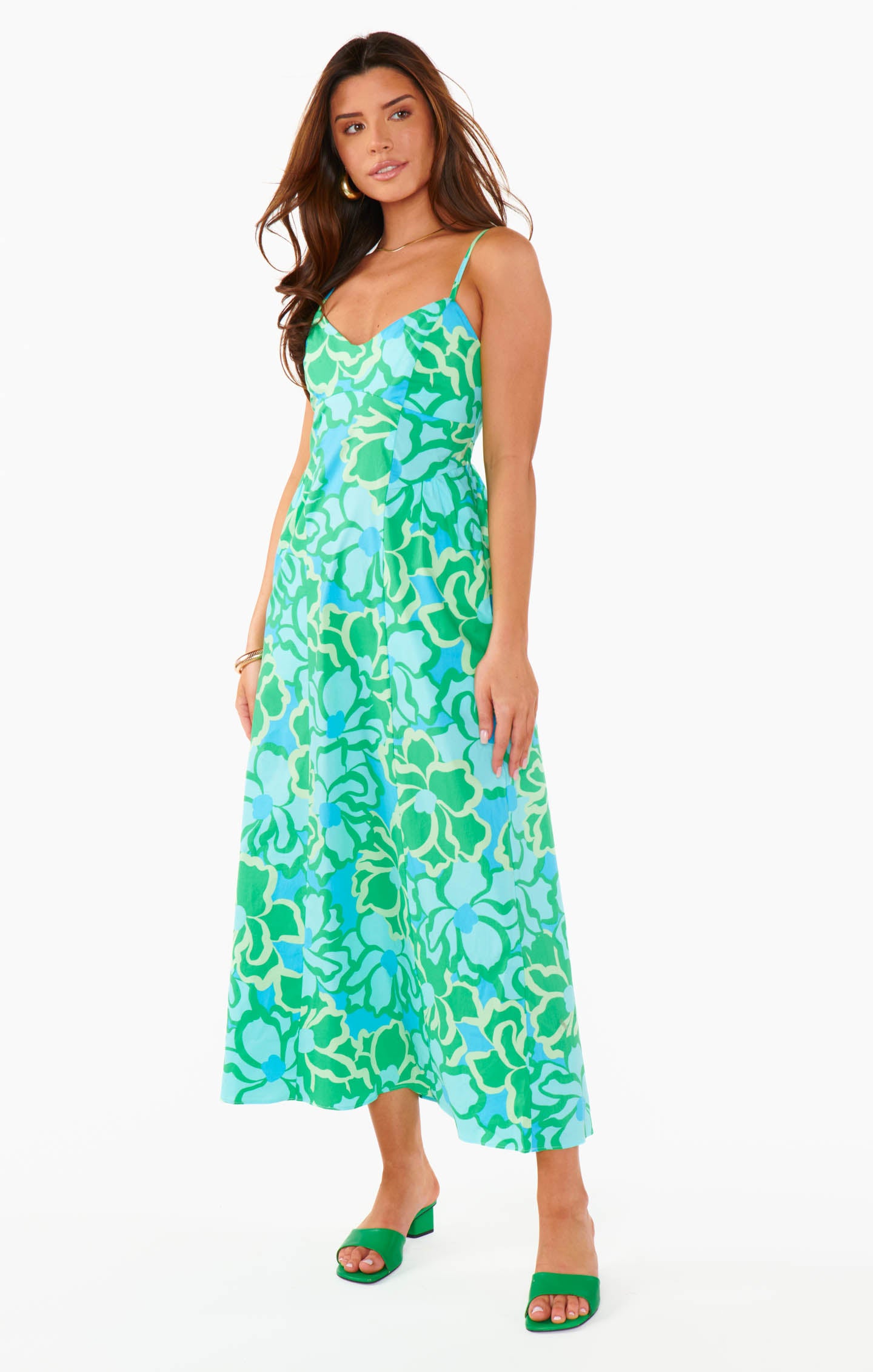 Allegra Midi Dress with Abstract Poppy Print - Floral Summer Dress for Women, Perfect for Beach Vacations, Garden Parties & Date Nights