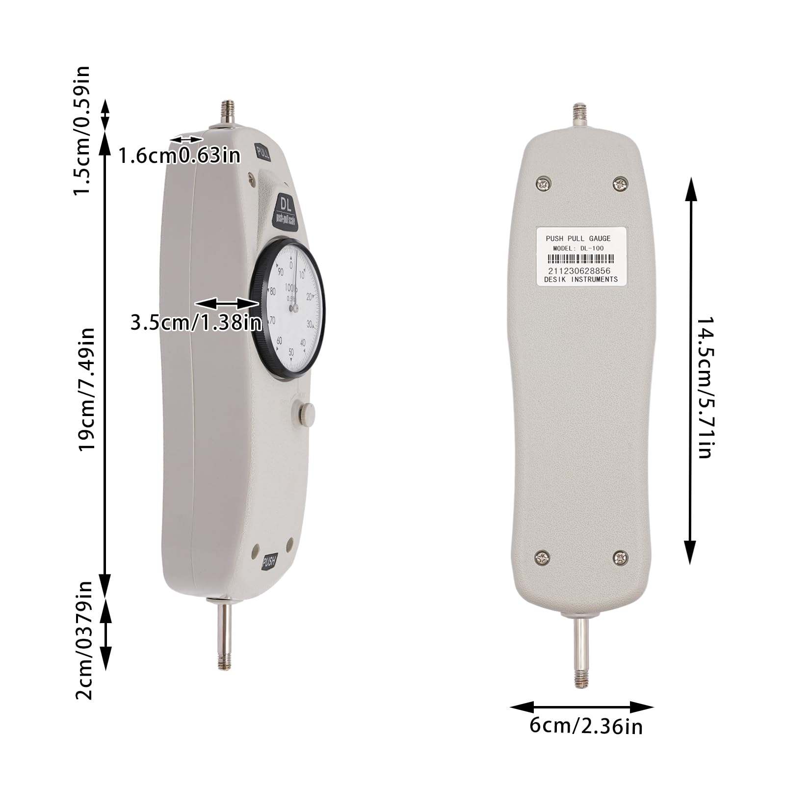 YIYIBYUS DL-100 Digital Force Gauge - High Precision Push Pull Tester with LCD Display for Industrial, Manufacturing & Quality Control Applications