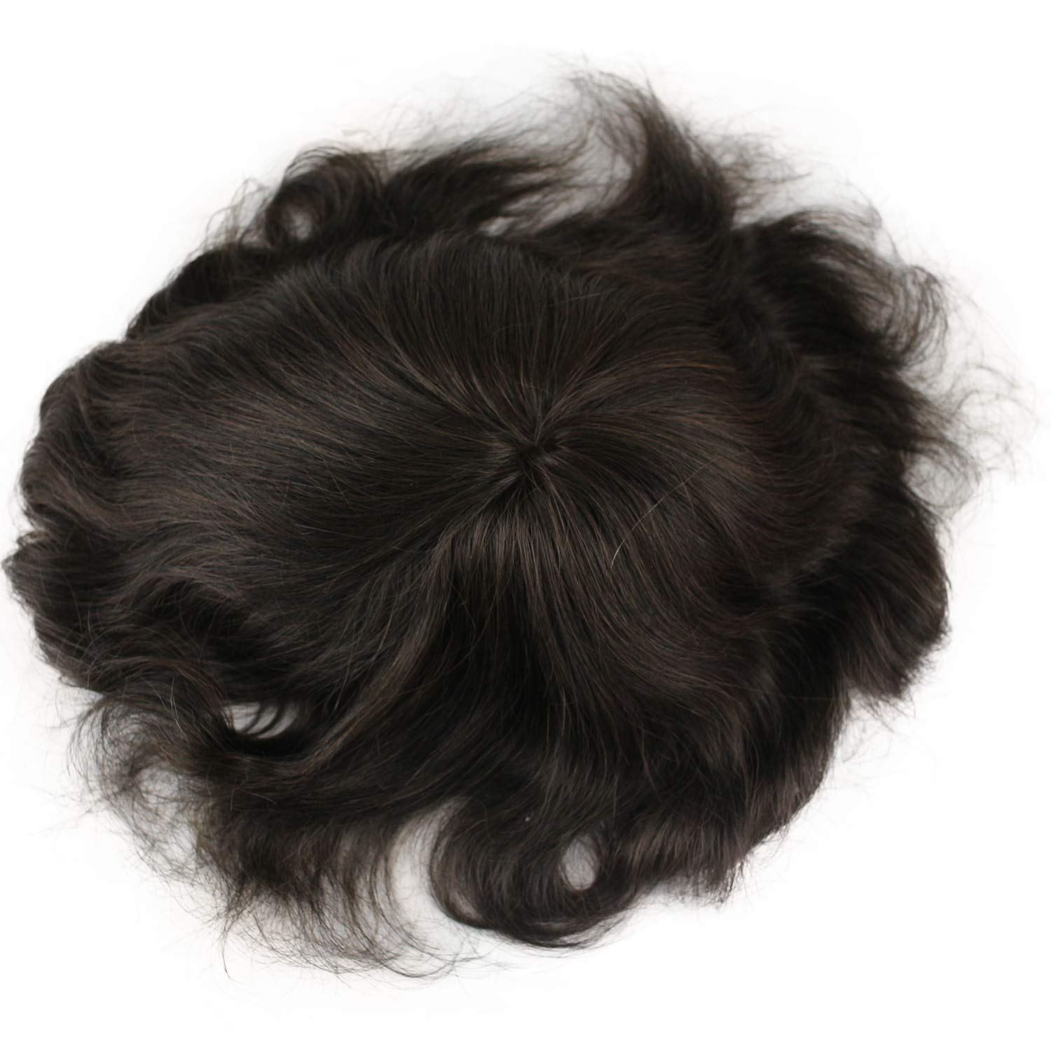 Premium Mono Lace Toupee for Men - 10x8 Inch Thin Skin Hair Replacement System with Human Hair (#3 Dark Brown) - Natural Looking Hairpiece for Daily Wear & Special Occasions