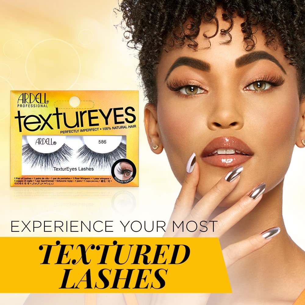 Ardell TextureEyes False Lashes 586 - Natural Textured Reusable False Eyelashes for Everyday Wear, Lightweight Lash Strips for Enhanced Eye Look, 1 Pair - Perfect for Weddings, Parties & Special Occasions