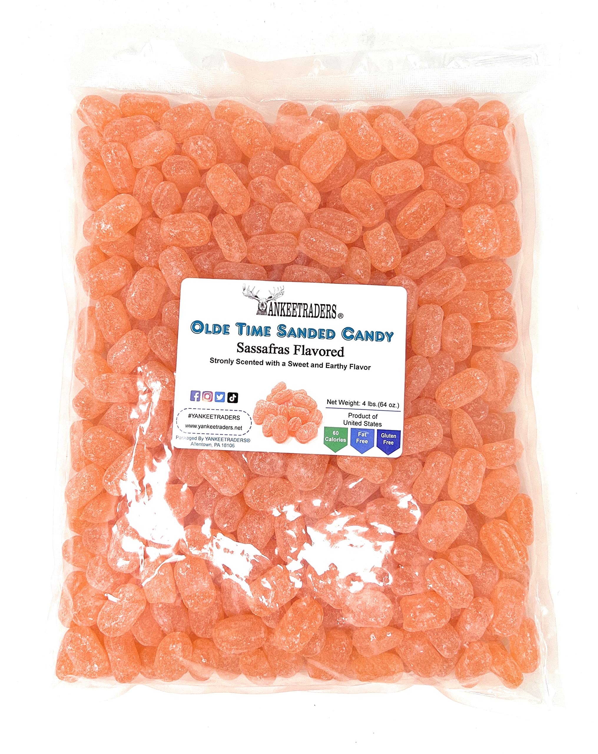 Old Time Sassafras Sanded Hard Candy - 4 Pounds Bulk Bag | Traditional Root Beer Flavor | Perfect for Parties, Gifts & Nostalgic Treats