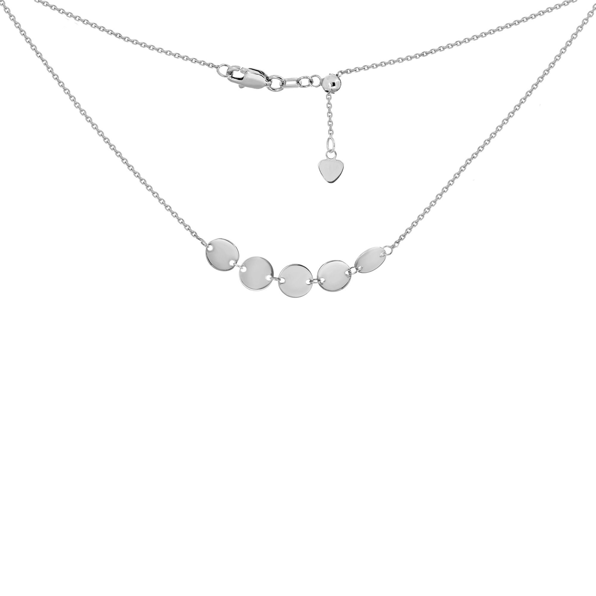 14k White Gold Adjustable Choker Necklace with Disk Chains - Elegant Layering Jewelry for Women, Perfect for Parties, Weddings & Everyday Wear