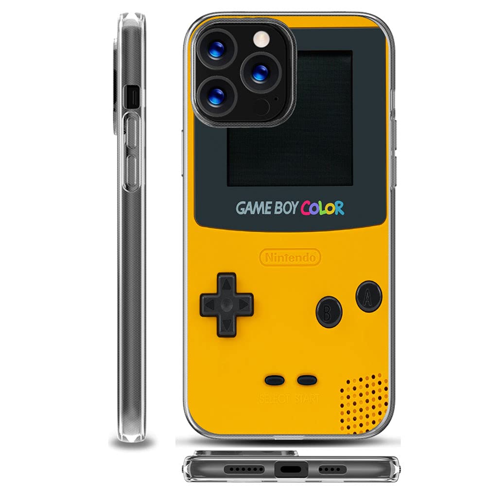 Yellow Gameboy Style Shockproof Phone Case for iPhone 13 Pro - Dual Layer Hybrid Protective Cover with Hard PC Back & TPU Bumper | Retro Gaming Design | Perfect for Gamers, Collectors and 90s Nostalgia Lovers