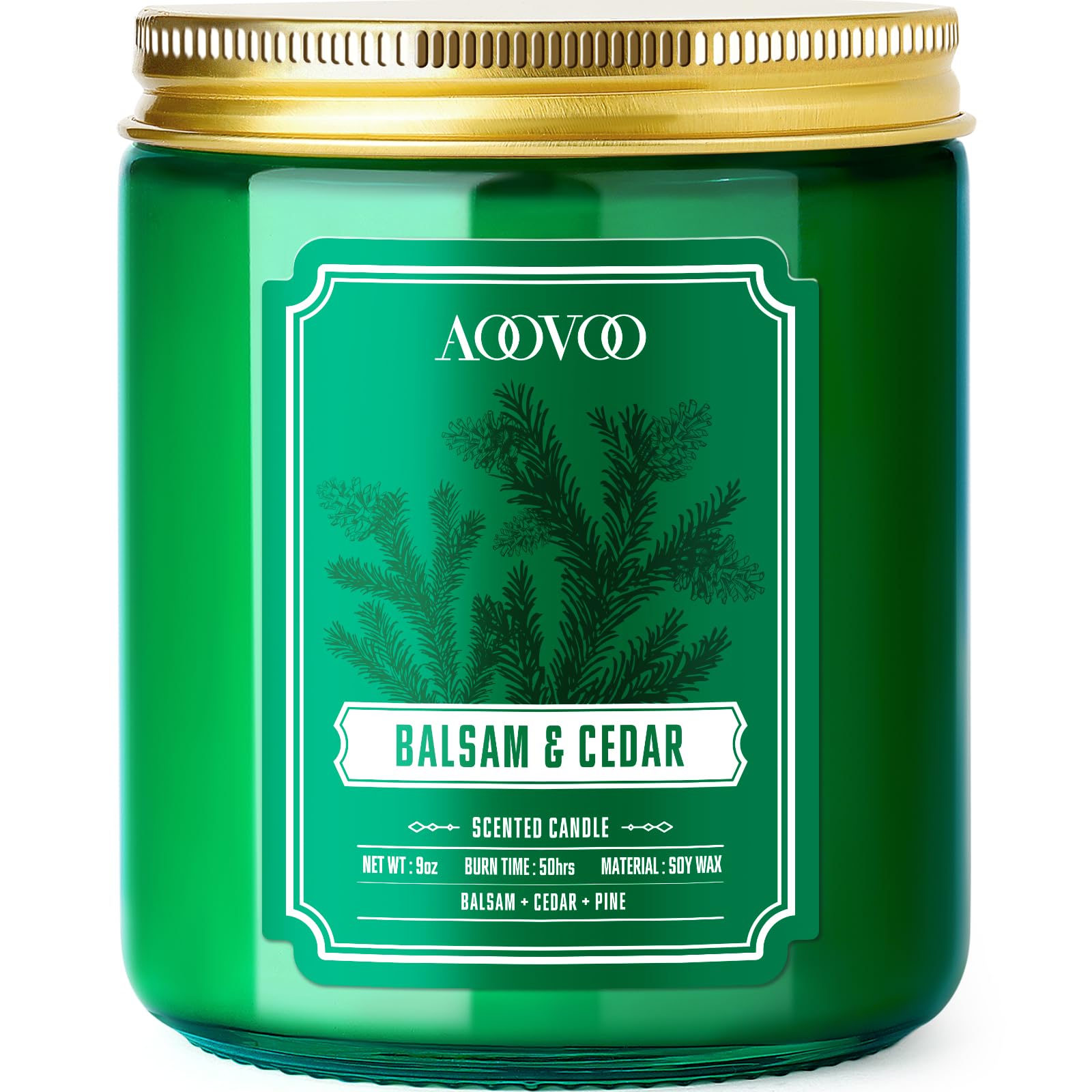 Premium AOOVOO Balsam Cedar Soy Wax Candle - 9oz Natural Aromatherapy Scented Candle for Home, Relaxation & Gifts | Perfect for Bedroom, Bathroom & Living Room Ambiance